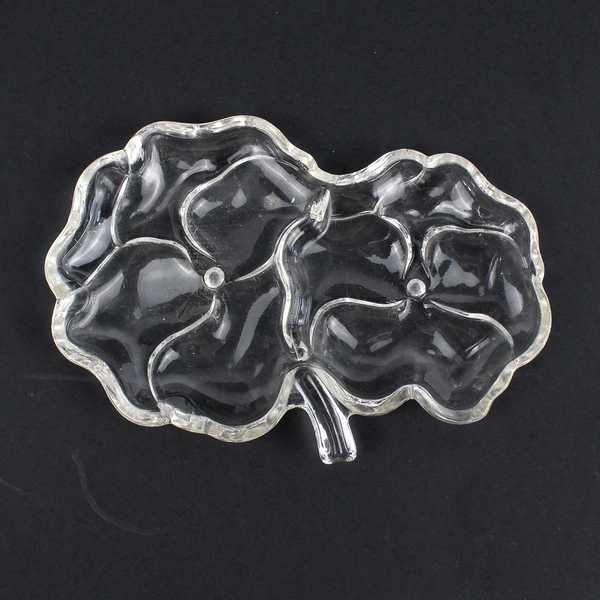 Vintage Pansy-Shaped Glass Candy Dish 7" Shallow Decorative Bowl