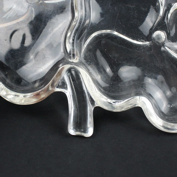 Vintage Pansy-Shaped Glass Candy Dish 7" Shallow Decorative Bowl