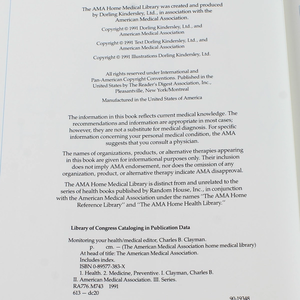 Monitoring Your Health Reader's Digest 1991 Hardcover Medical Library Book