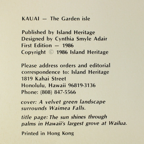 Kauai The Garden Isle Written & Photographed by Allan Seiden 1986 Paperback