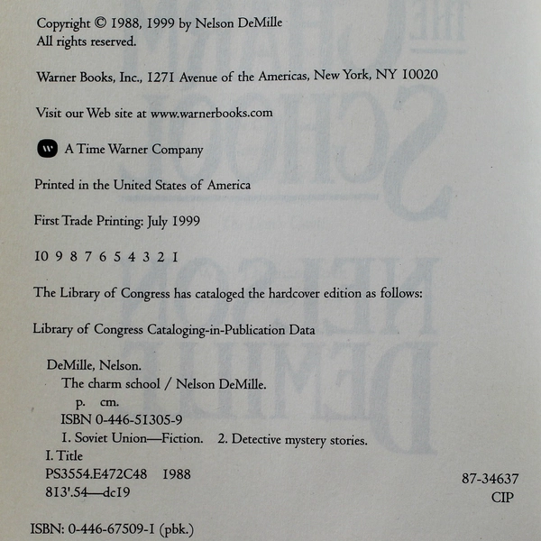 The Charm School by Nelson DeMille 1999 Paperback - Cold War Fiction, Good Cond.