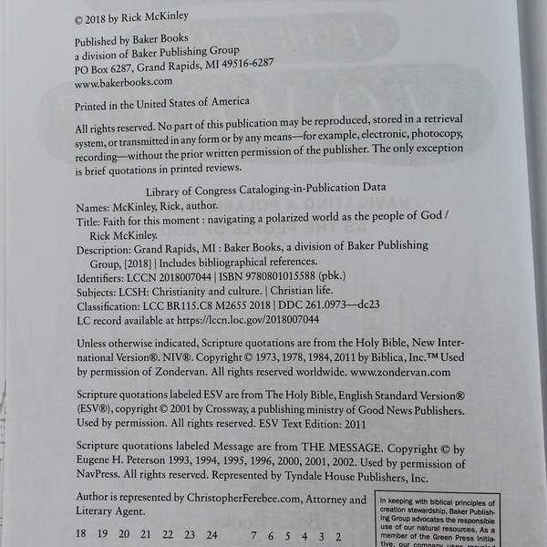 Faith for This Moment by Rick McKinley 2018 Paperback Baker Books Good