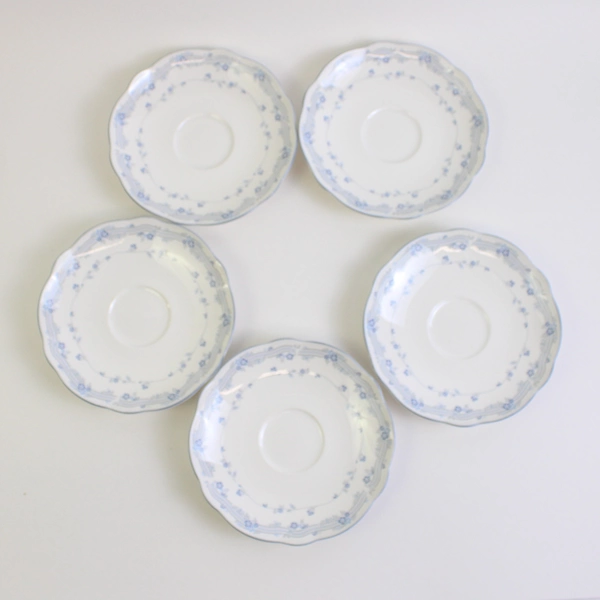 Set of 5 Noritake River James Primachina Blue Floral 6" Saucers