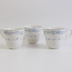 Set of 3 Noritake River James Primachina Blue Floral Teacups Flawed