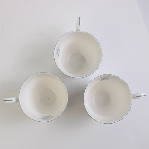 Set of 3 Noritake River James Primachina Blue Floral Teacups Flawed