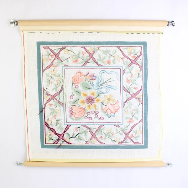 Unbranded Needlepoint Canvas Floral Design 14 Mesh 19" x 18.5" Plastic Canvas