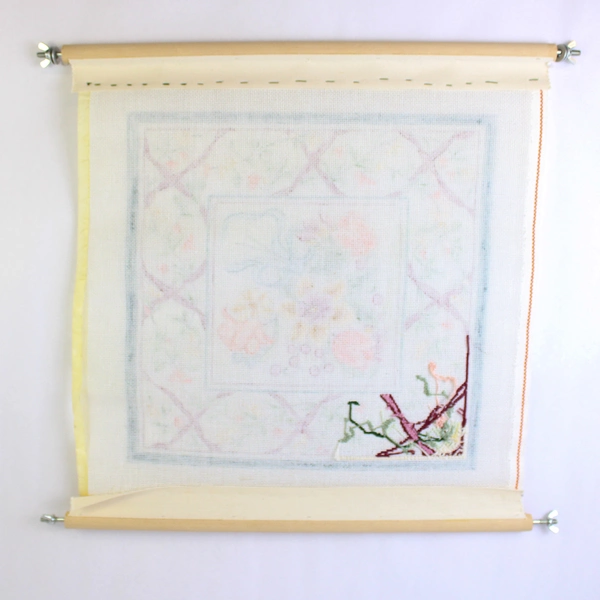 Unbranded Needlepoint Canvas Floral Design 14 Mesh 19" x 18.5" Plastic Canvas