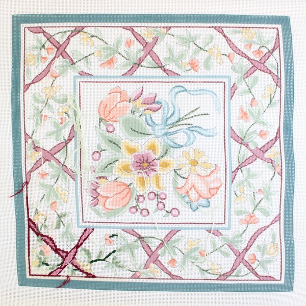 Unbranded Needlepoint Canvas Floral Design 14 Mesh 19" x 18.5" Plastic Canvas