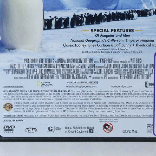 March of the Penguins DVD Narrated by Morgan Freeman 2005 Pre-Owned Rental