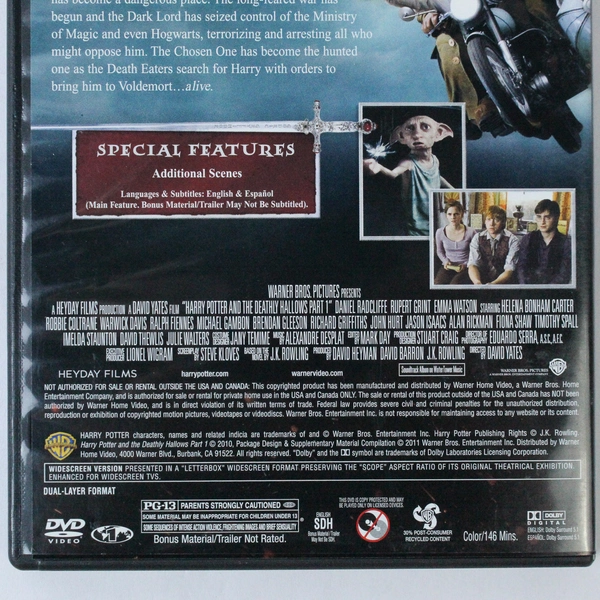 Harry Potter and the Deathly Hallows Part 1 DVD - 2010 Warner Bros