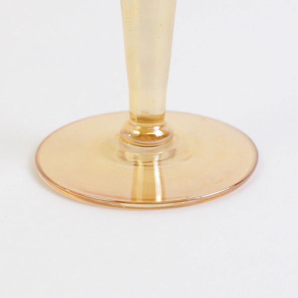 Orange Iridescent Art Glass Bud Vase 8.25" with Crimped Lip Decorative