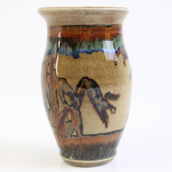 Small Earthenware Pottery Vase with Magnet 4.5" Decorative Collectible Vase