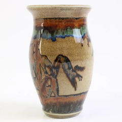 Small Earthenware Pottery Vase with Magnet 4.5" Decorative Collectible Vase