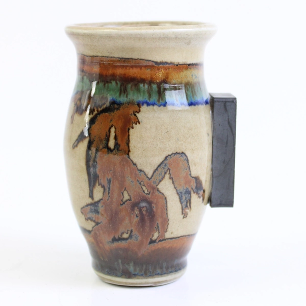 Small Earthenware Pottery Vase with Magnet 4.5" Decorative Collectible Vase