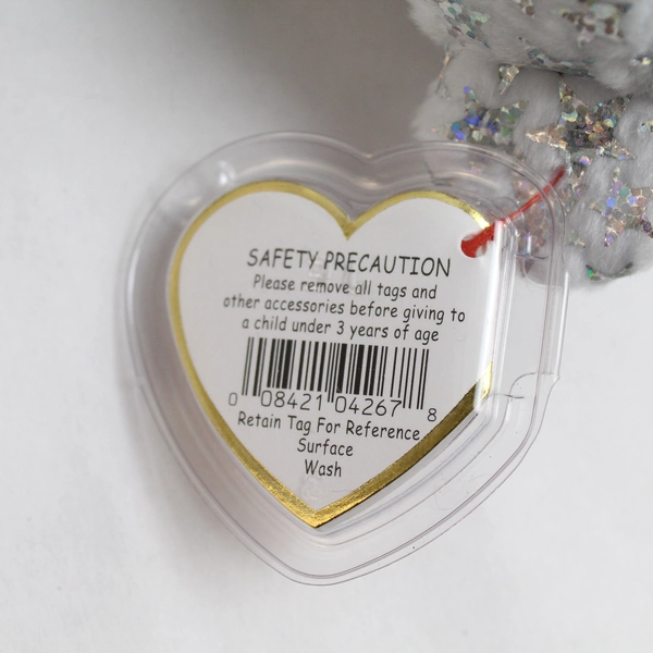 VTG Jan. 1st 2000 Ty Beanie Babie Bear The Beginning Silver & White New Years