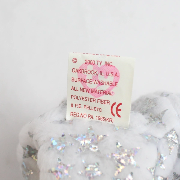 VTG Jan. 1st 2000 Ty Beanie Babie Bear The Beginning Silver & White New Years