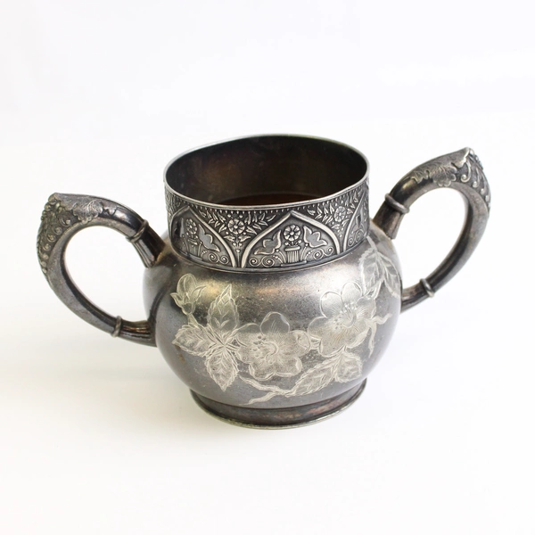 Vintage Hartford Silver Plate Floral Quadruple Sugar Bowl 1411