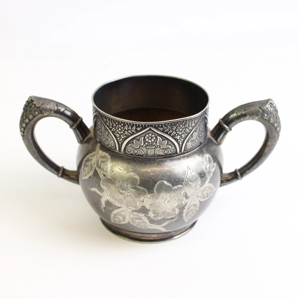 Vintage Hartford Silver Plate Floral Quadruple Sugar Bowl 1411