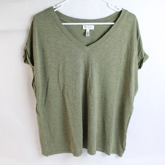 Jessica Simpson Knit V-Neck T-Shirt Green Women's Size XL