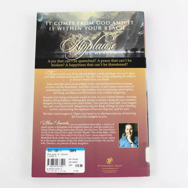 The Applause of Heaven by Max Lucado 1999 Trade Paperback Christian Book