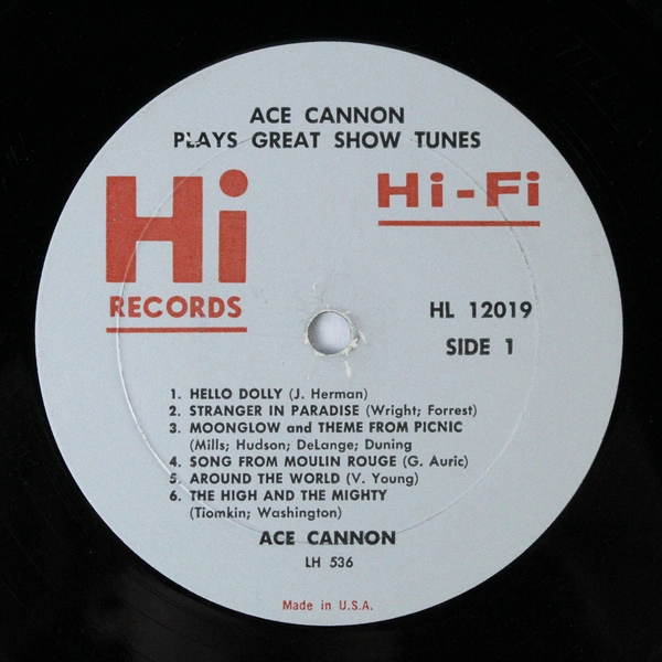 Ace Cannon Plays The Great Show Tunes Vinyl LP 1964 Hi Records Used