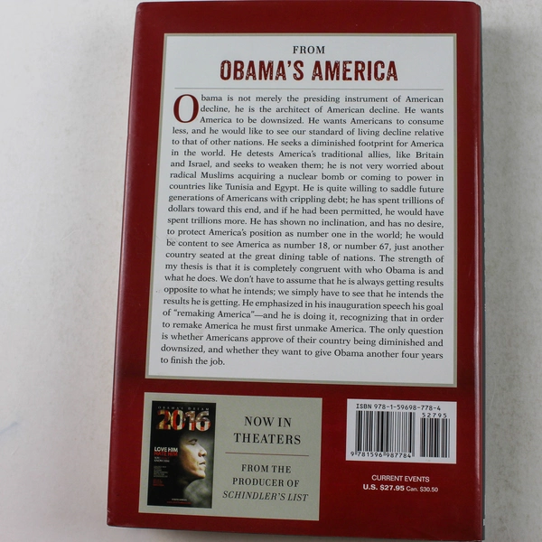 Obama's America by Dinesh D'Souza 2012 Hardcover Book - Good Condition