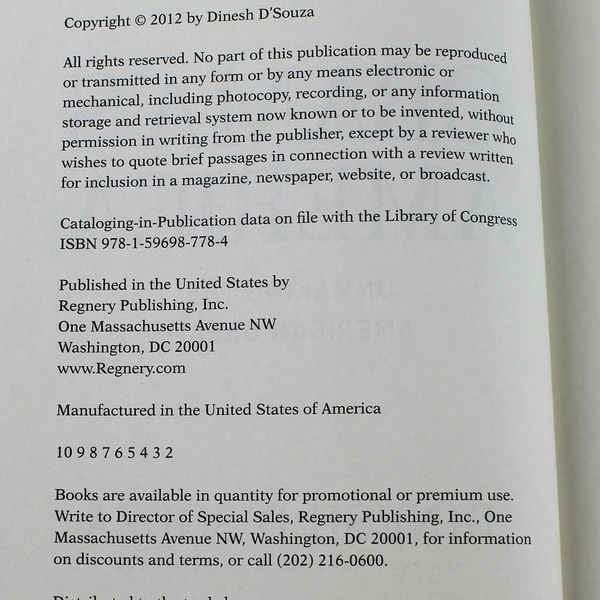 Obama's America by Dinesh D'Souza 2012 Hardcover Book - Good Condition