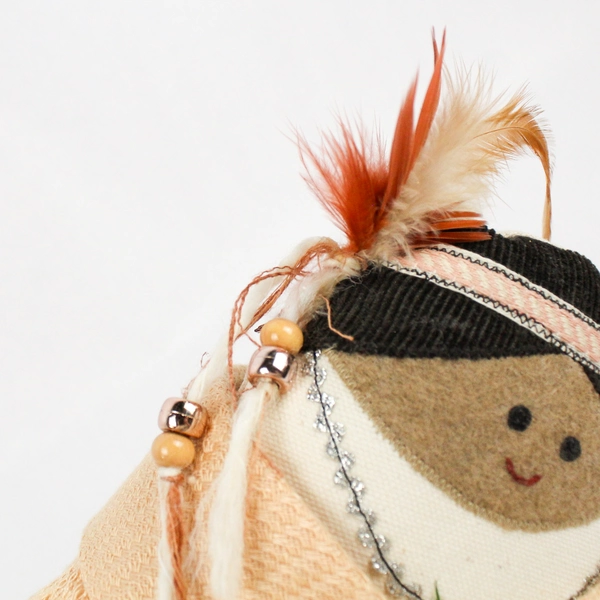 Small Handcrafted Native American Wini Pillow Doll with Basket & Blanket Navajo