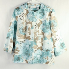 Alfred Dunner When In Rome Padded Blazer Cardigan Teal Women's Size 16