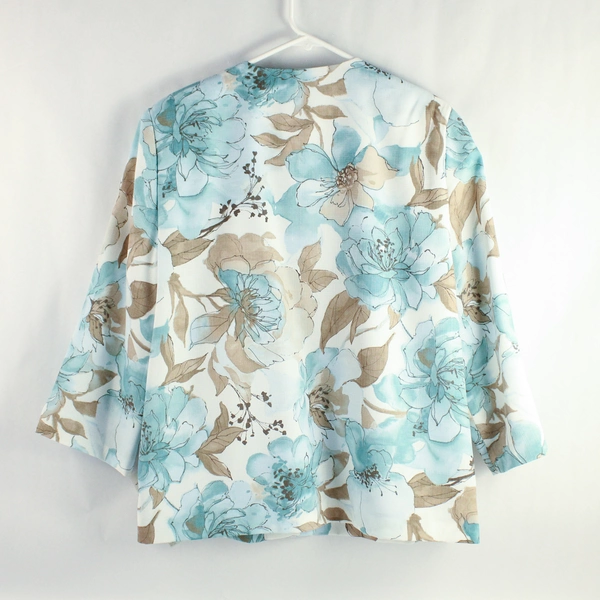 Alfred Dunner When In Rome Padded Blazer Cardigan Teal Women's Size 16