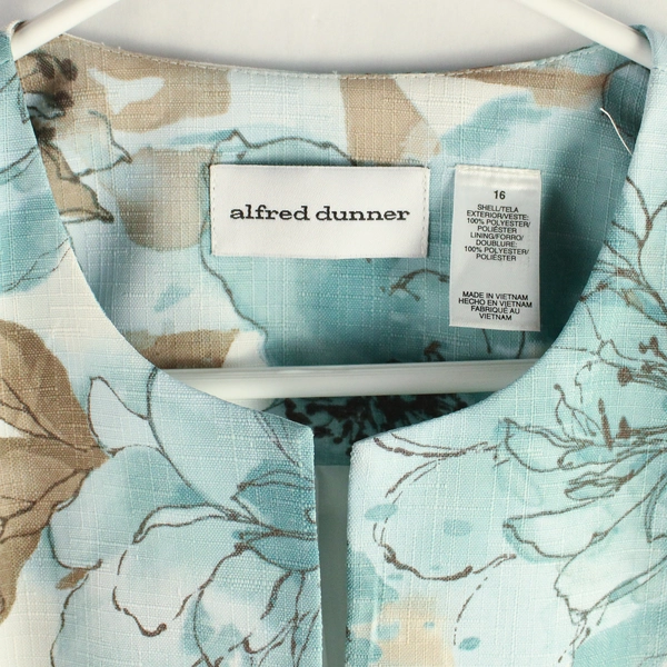 Alfred Dunner When In Rome Padded Blazer Cardigan Teal Women's Size 16