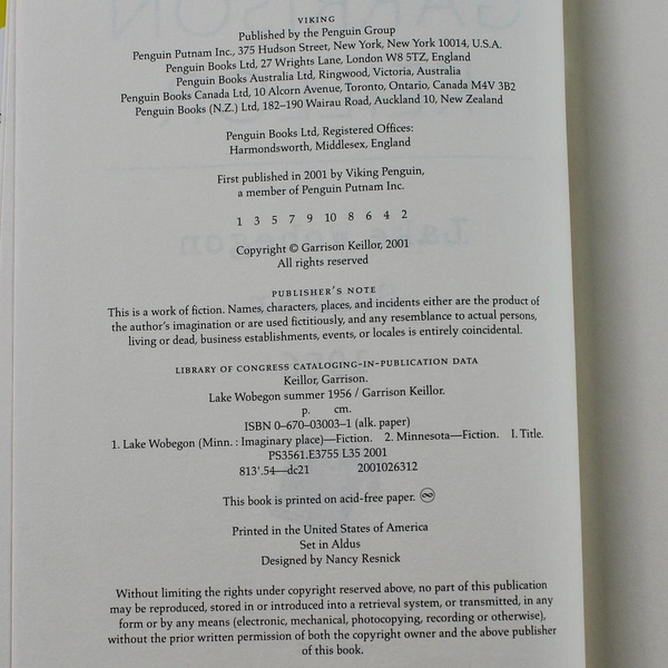 Lake Wobegon Summer 1956 by Garrison Keillor 2001 Hardcover Good Condition