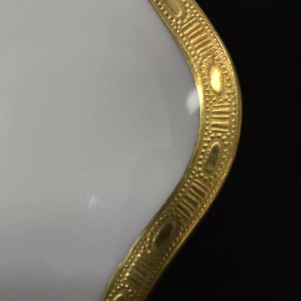 Vtg Minton Winchester K-132 Bone China Handled Cake Plate White Gold Band 