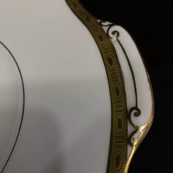 Vtg Minton Winchester K-132 Bone China Handled Cake Plate White Gold Band 