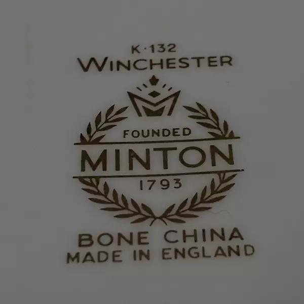 Vtg Minton Winchester K-132 Bone China Handled Cake Plate White Gold Band 