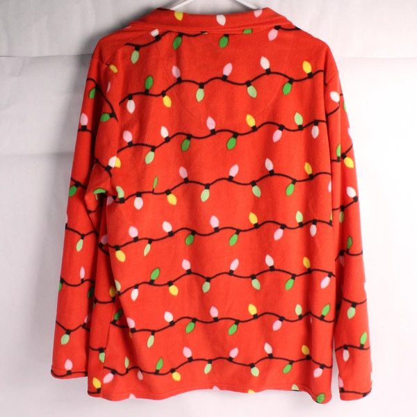 #followme Red Christmas Light Fleece Pajama Shirt Women's Size XL