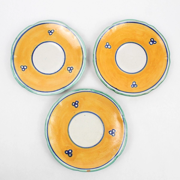 Lot Of 3 Vietri Solimene Italian Dove CAS #690 Ceramic Saucer 7" Diameter MCM