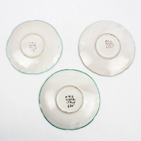 Lot Of 3 Vietri Solimene Italian Dove CAS #690 Ceramic Saucer 7" Diameter MCM