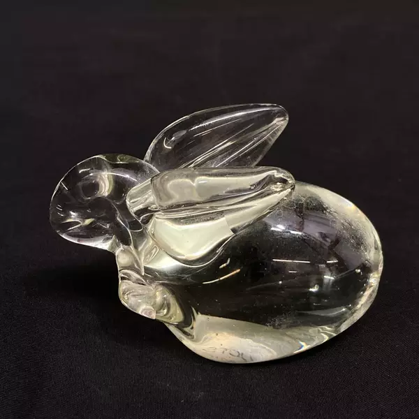 Mini Ceramic Center Glass Rabbit Paperweight 3.25 Inch
