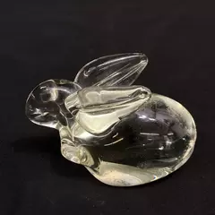 Mini Ceramic Center Glass Rabbit Paperweight 3.25 Inch