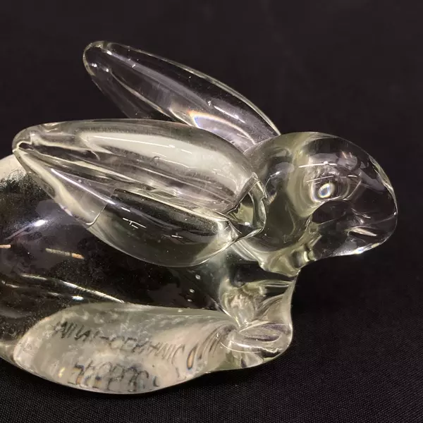 Mini Ceramic Center Glass Rabbit Paperweight 3.25 Inch