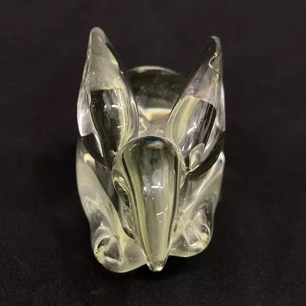 Mini Ceramic Center Glass Rabbit Paperweight 3.25 Inch