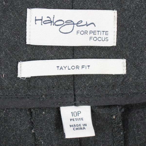 Halogen Taylor Fit Women's Gray Straight Leg Dress Pants Size 10 Petite Stretch