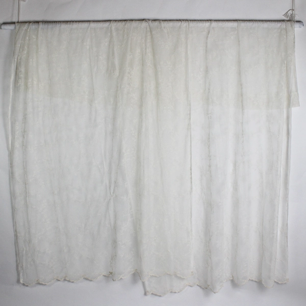 Set of 2 Mesh Embroidered Floral Scalloped Decorative Net Curtain Panels 54x84"