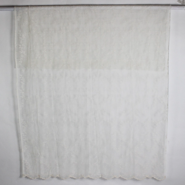 Set of 2 Mesh Embroidered Floral Scalloped Decorative Net Curtain Panels 54x84"