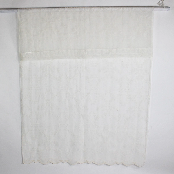 Set of 2 Mesh Embroidered Floral Scalloped Decorative Net Curtain Panels 54x84"