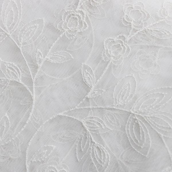 Set of 2 Mesh Embroidered Floral Scalloped Decorative Net Curtain Panels 54x84"