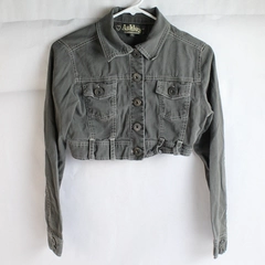Ashley by 26 International Cropped Gray Denim Jacket Women's Petite Medium