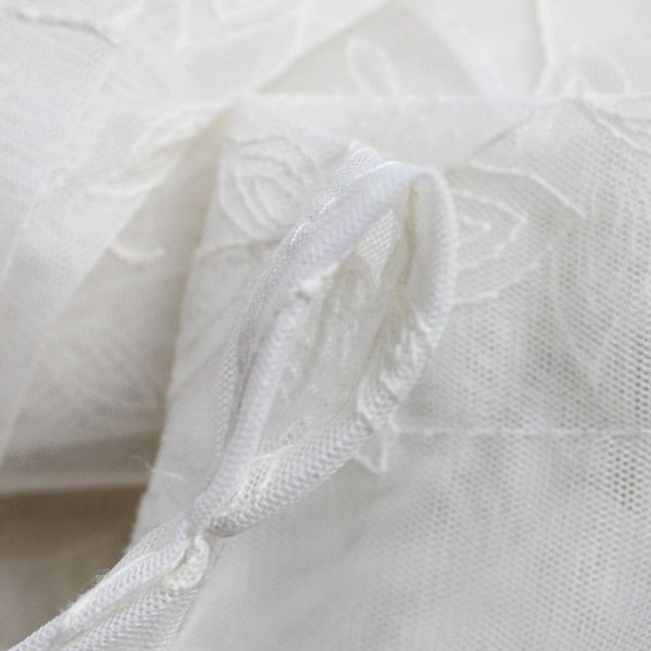 Set of 2 Mesh Embroidered Floral Scalloped Decorative Net Curtain Panels 54x84"