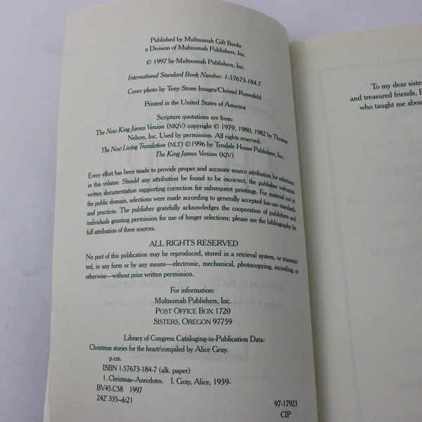 Christmas Stories for the Heart by Alice Gray 1997 Paperback